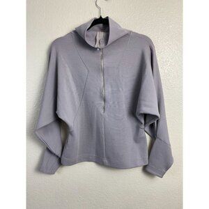 Bi La Li Wool Blend Womens Gray Knit Sweater Size 10 Dolman sleeve Half Zip Cozy